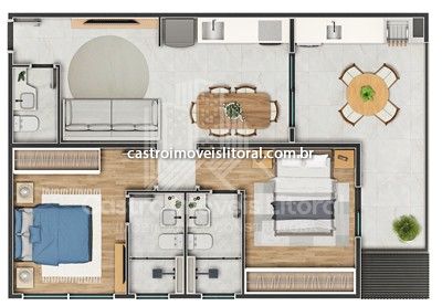 Apartamento Porto Novo 2 dormitorios 1 vagas na garagem